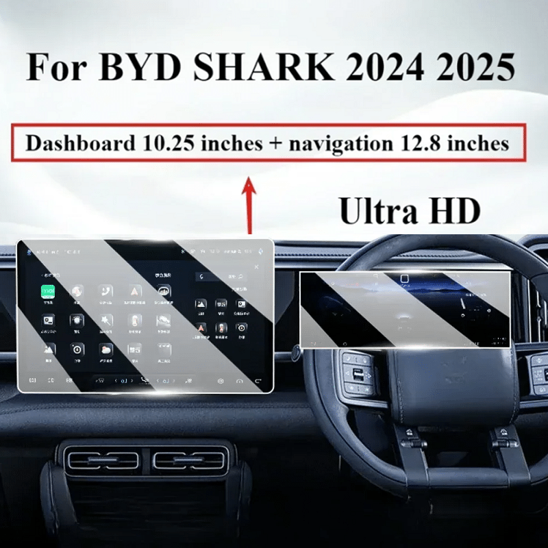 BYD Shark Instrument Panel and Center Console Touchscreen Tempered Glass Screen Protector - image 1